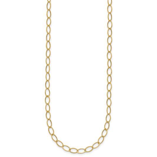 14k Polished 4mm Fancy Oval Link 18 inch Necklace