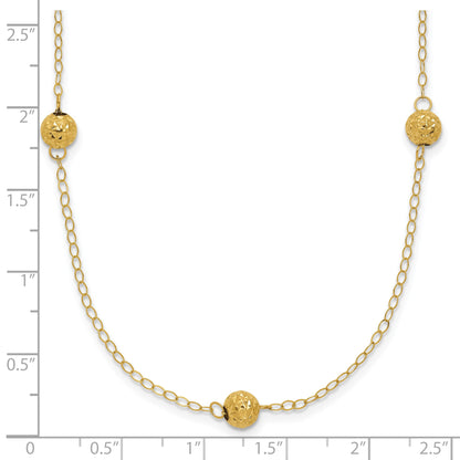 14k Polished Textured Beads 7-Station 18 inch Necklace