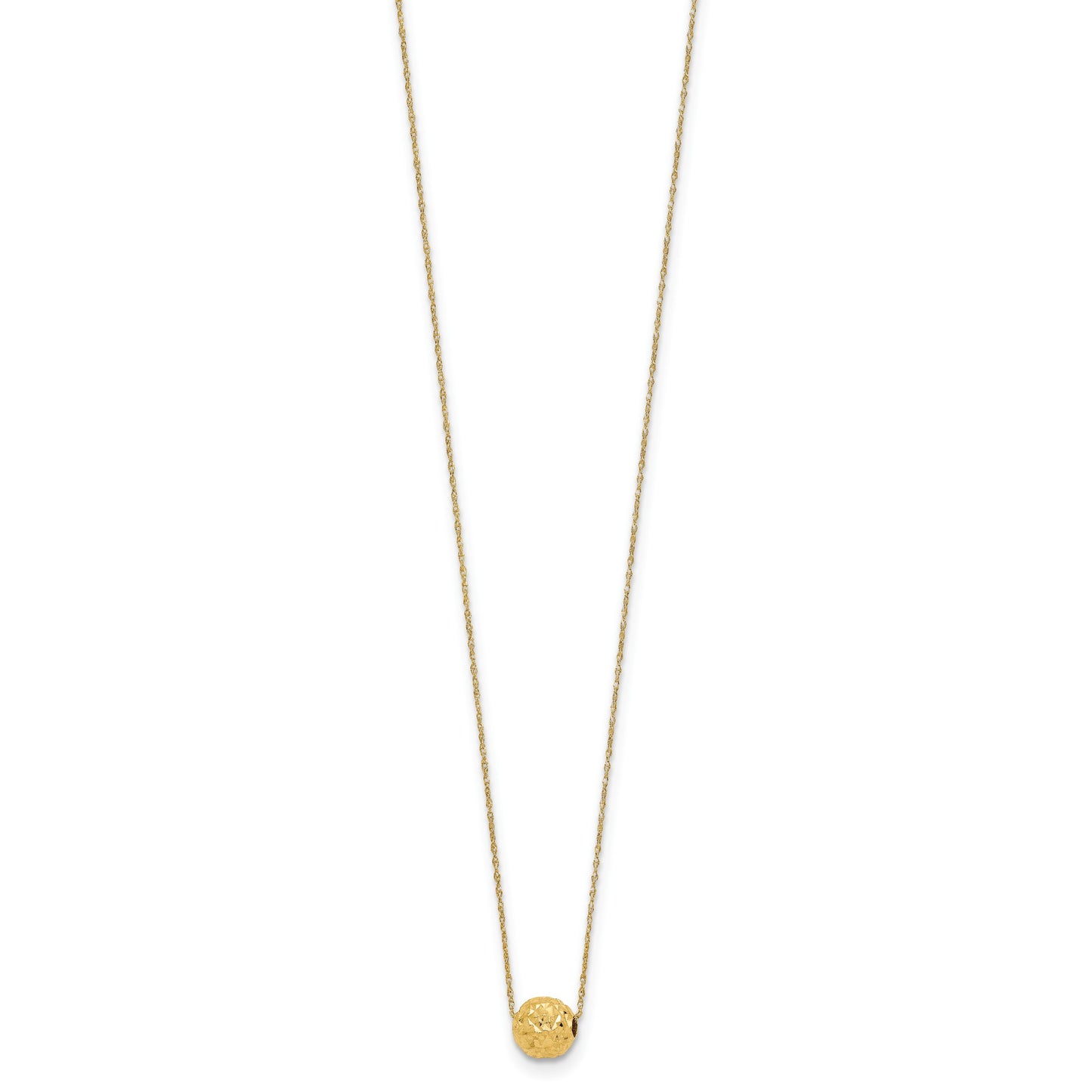 14k Polished Textured 6mm Bead 18 inch Necklace