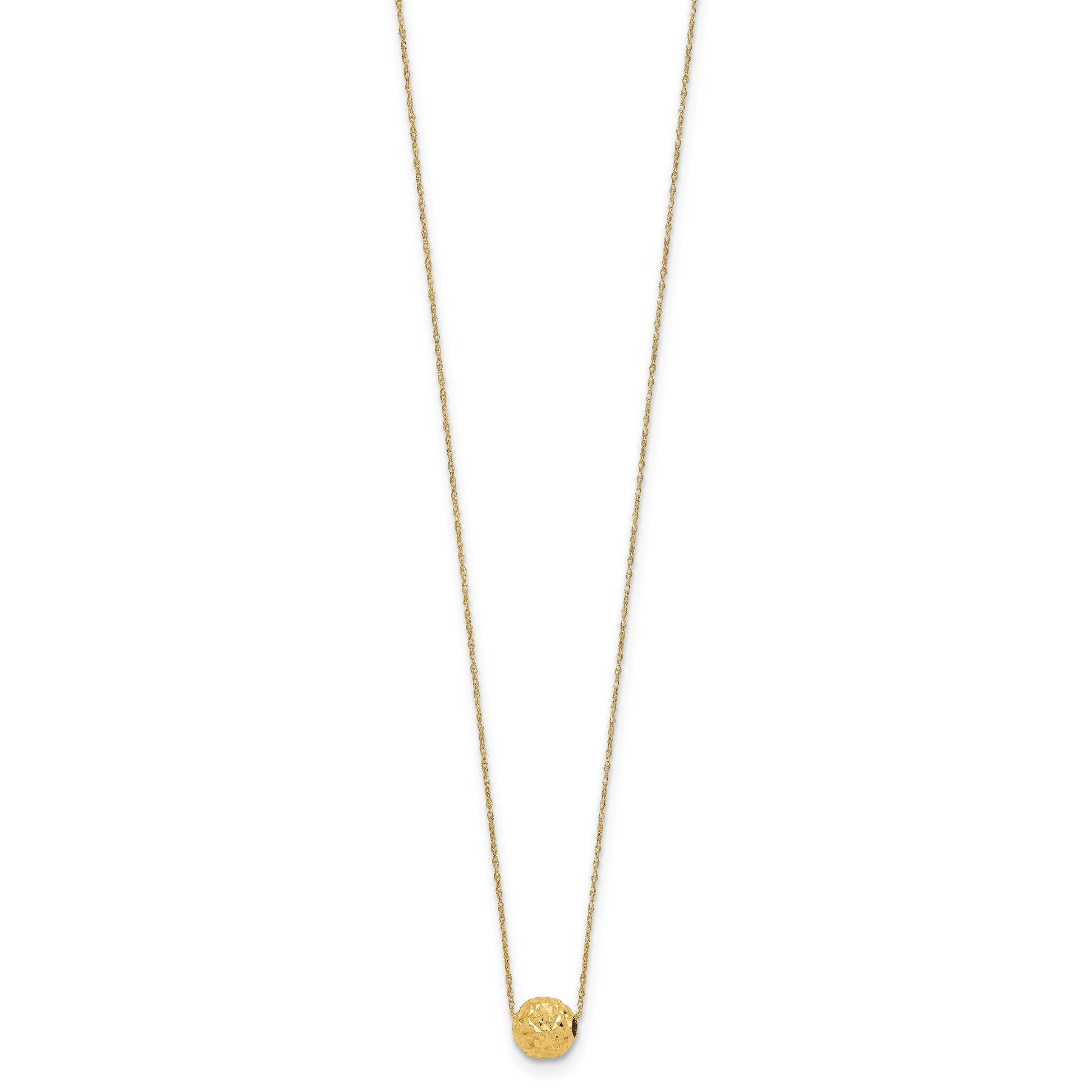 14k Polished Textured 6mm Bead 18 inch Necklace