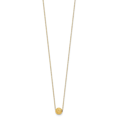 14k Polished Textured 6mm Bead 18 inch Necklace