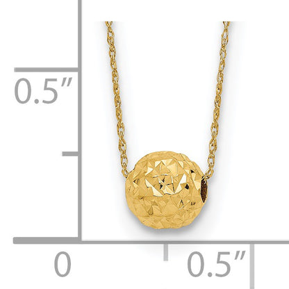 14k Polished Textured 6mm Bead 18 inch Necklace