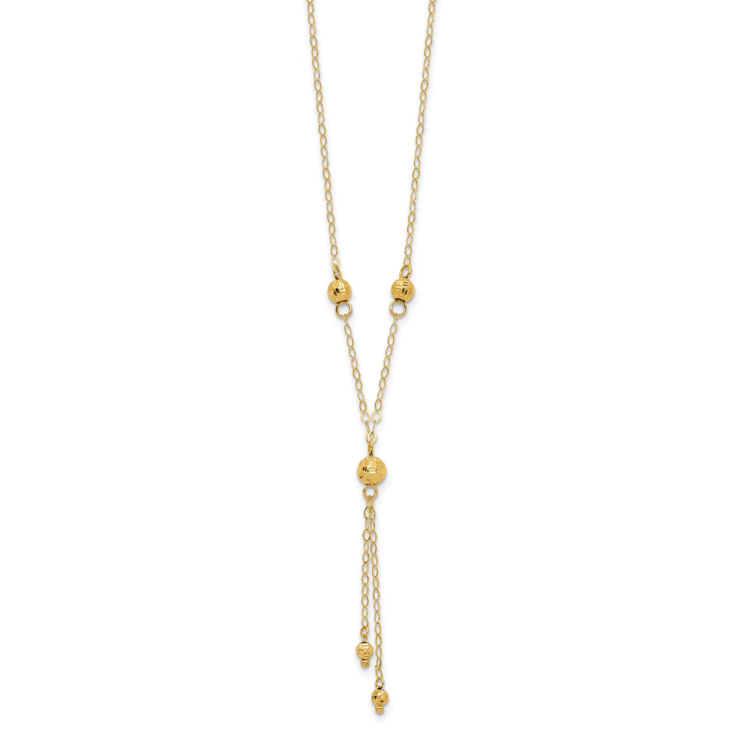14k Diamond-cut Bead 16 inch Lariat Necklace Plus 2 inch Extension