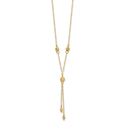 14k Diamond-cut Bead 16 inch Lariat Necklace Plus 2 inch Extension
