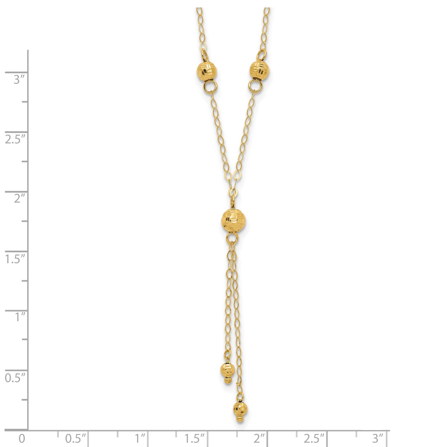 14k Diamond-cut Bead 16 inch Lariat Necklace Plus 2 inch Extension