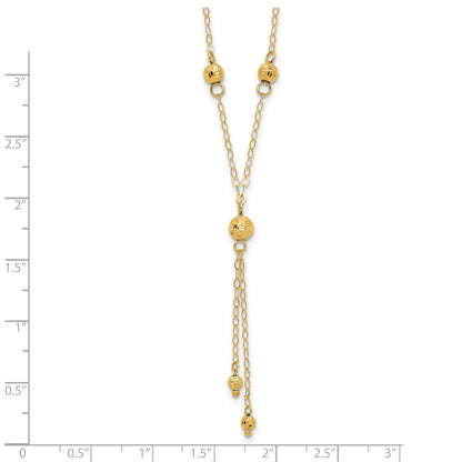 14k Diamond-cut Bead 16 inch Lariat Necklace Plus 2 inch Extension