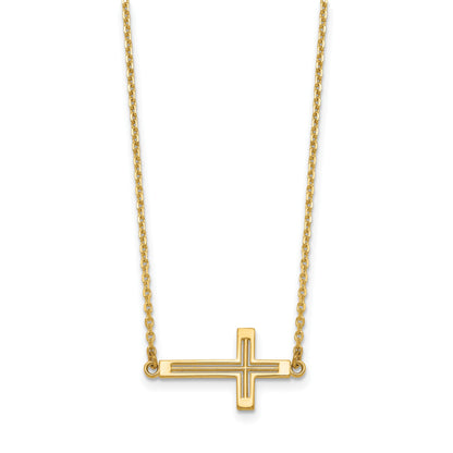 14k Polished Cut-out Sideways Cross 19 inch Necklace
