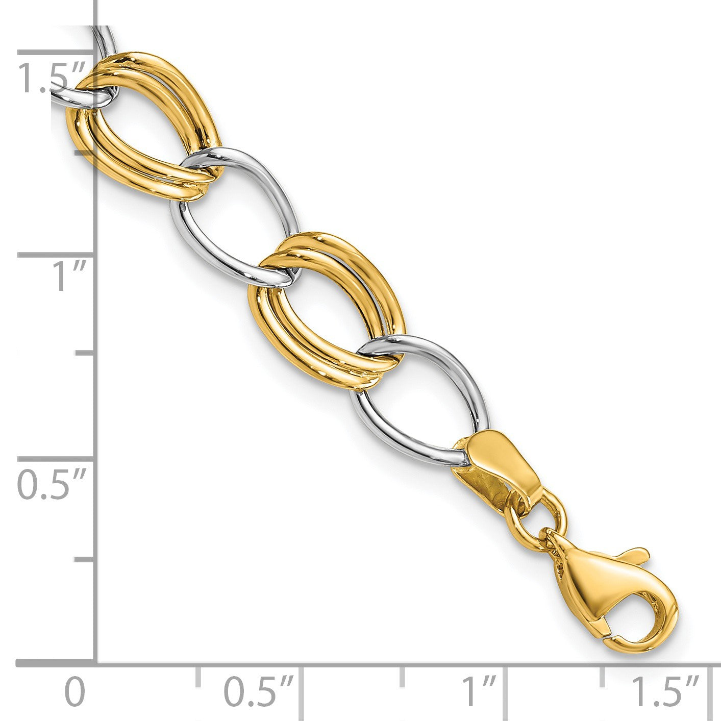 14K Two-Tone Polished 8mm Fancy Open Curb Link 7.5 inch Bracelet