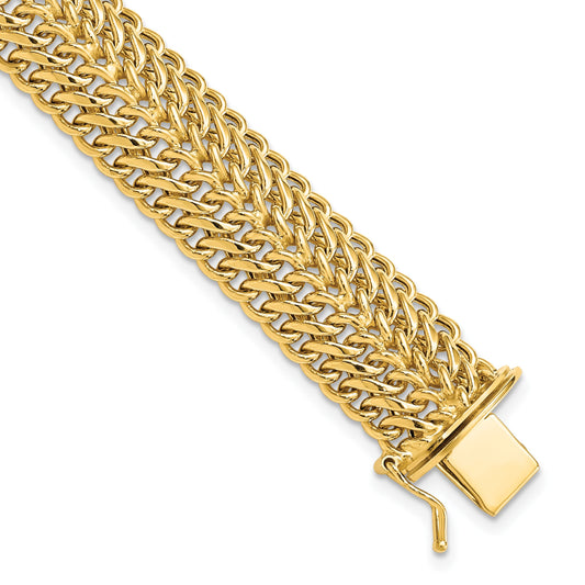 14k Polished 13mm Fancy Link 7.5 inch Bracelet