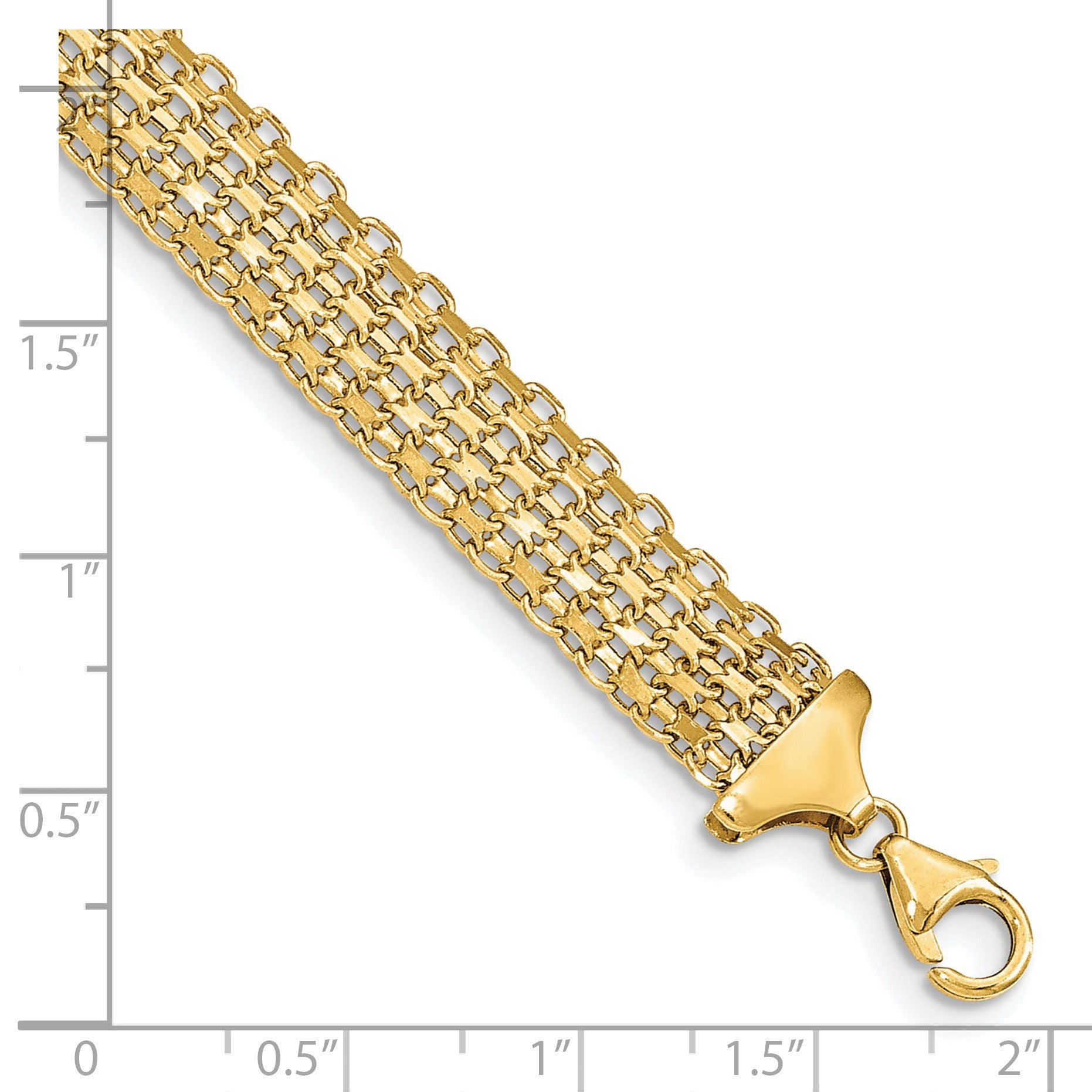 14k Polished 10mm Fancy Bismark Link 7.5 inch Bracelet