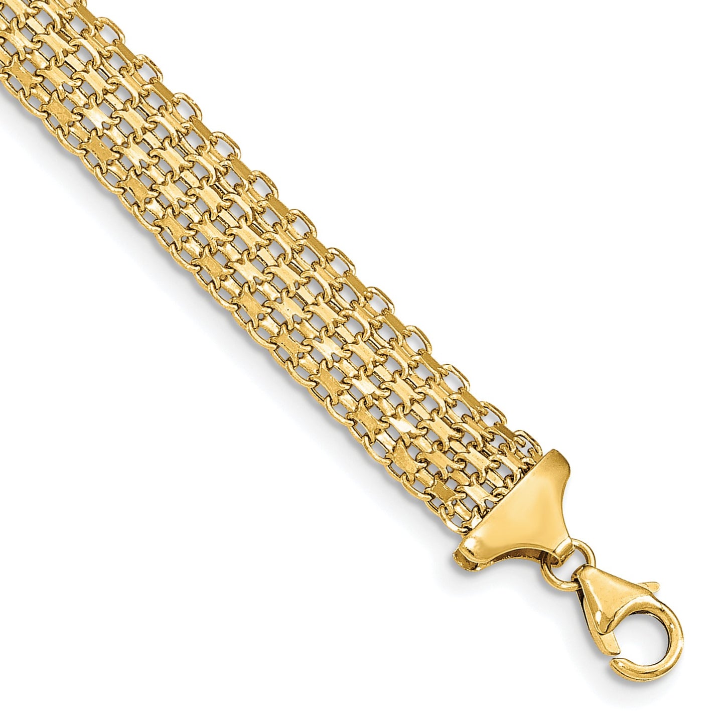 14k Polished 10mm Fancy Bismark Link 7.5 inch Bracelet