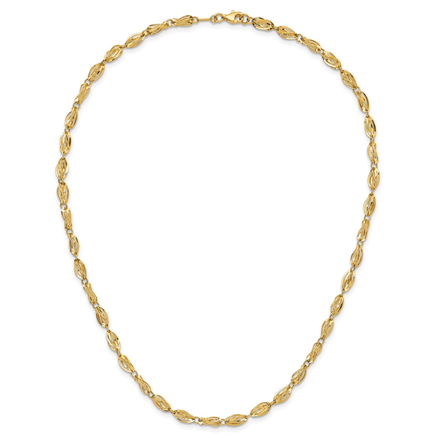 14K Fancy Twisted Oval Link 18 inch Necklace