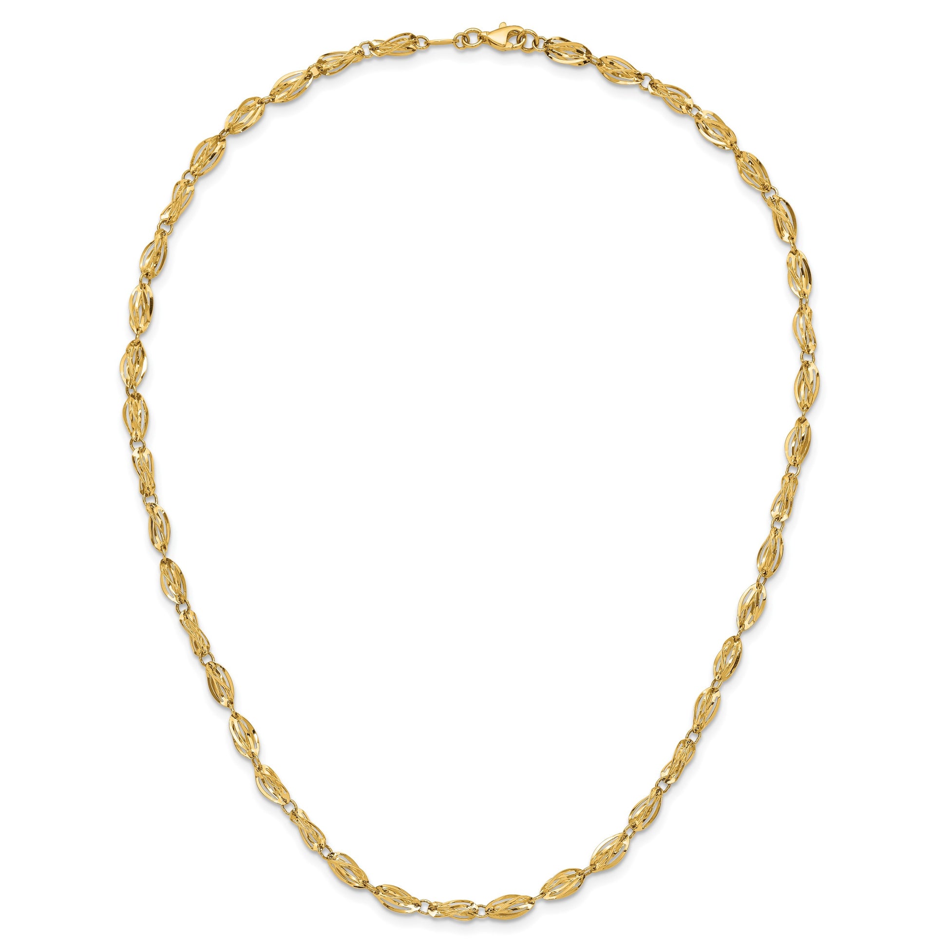 14K Fancy Twisted Oval Link 18 inch Necklace