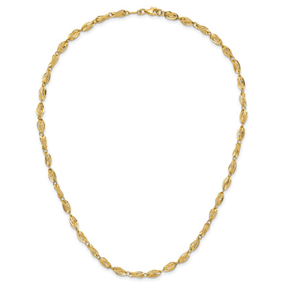 14K Fancy Twisted Oval Link 18 inch Necklace