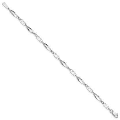 14k White Gold Polished Fancy Link 7 inch Bracelet