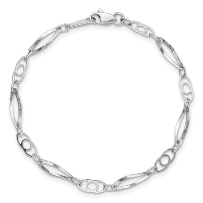 14k White Gold Polished Fancy Link 7 inch Bracelet