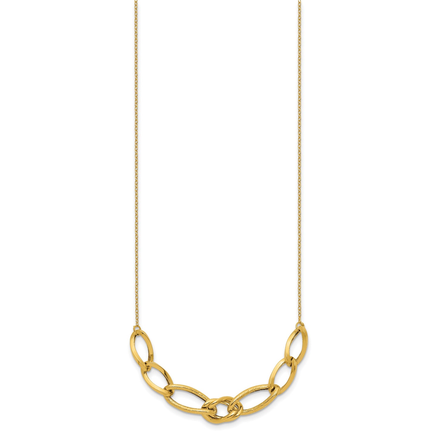 14k Polished and Textured Fancy Link 17.5 inch Necklace