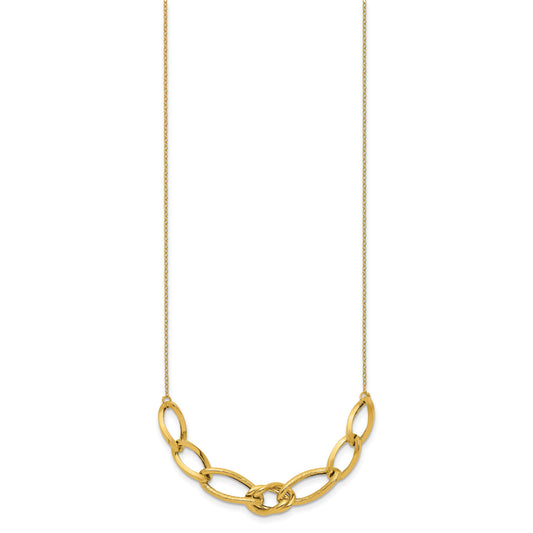 14k Polished and Textured Fancy Link 17.5 inch Necklace