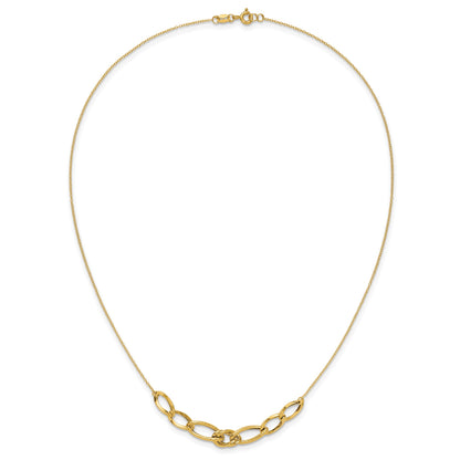 14k Polished and Textured Fancy Link 17.5 inch Necklace