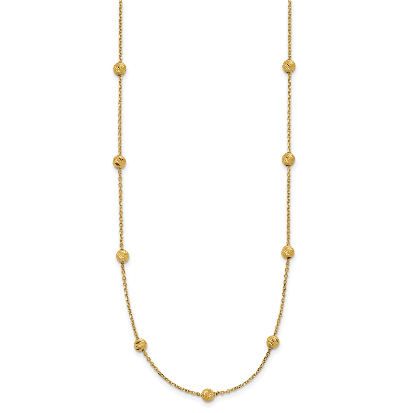 14K Diamond-cut Beads 17 inch Station Necklace