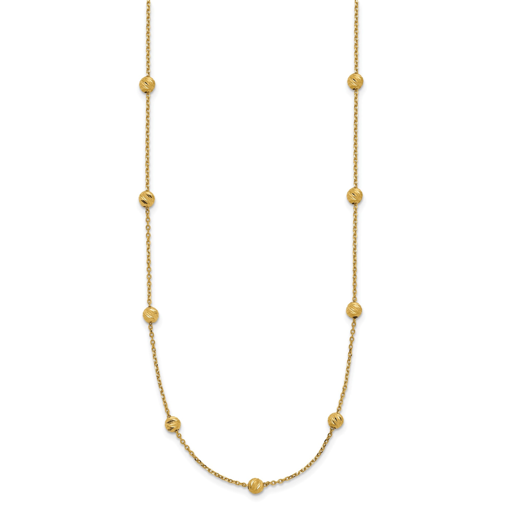 14K Diamond-cut Beads 17 inch Station Necklace