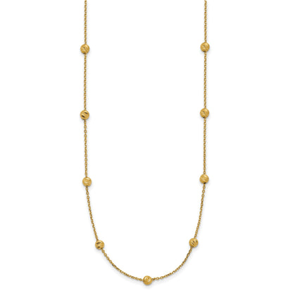 14K Diamond-cut Beads 17 inch Station Necklace