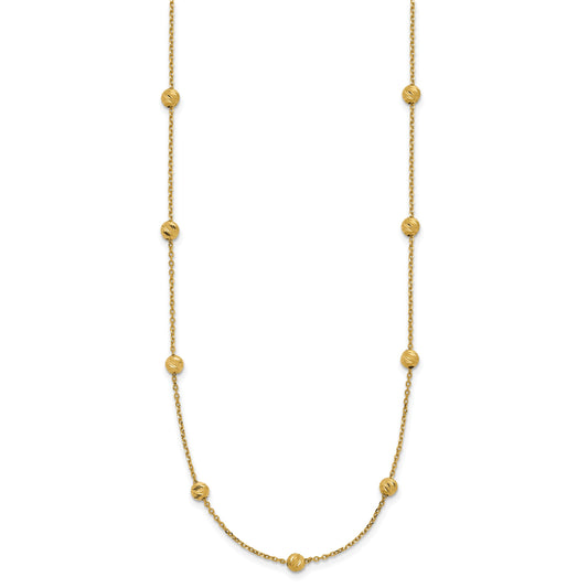 14K Diamond-cut Beads 17 inch Station Necklace