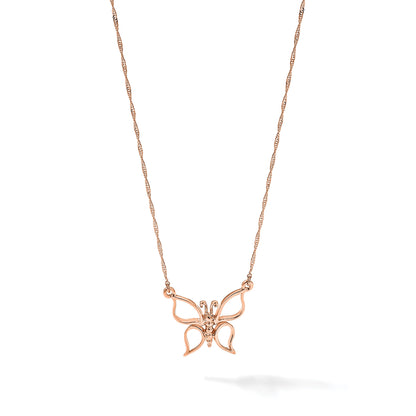 14k Rose Gold Polished Open Butterfly 17 inch Necklace