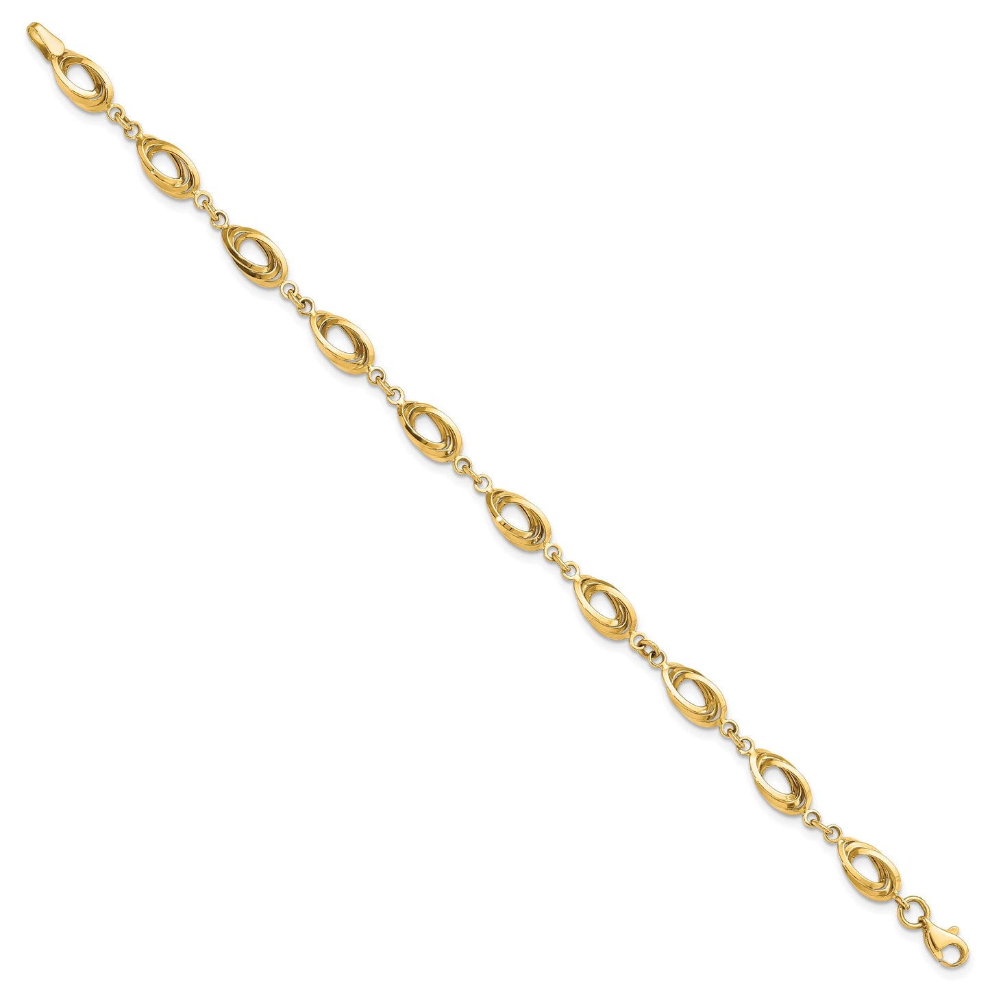 14k Polished 8mm Fancy Oval Link 7.5 inch Bracelet