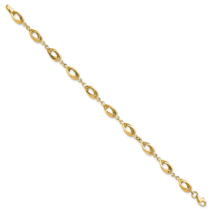 14k Polished 8mm Fancy Oval Link 7.5 inch Bracelet