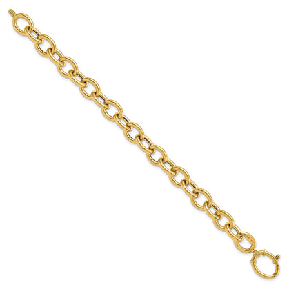 14k Polished 11mm Fancy Oval Cable Link 7.5 inch Bracelet