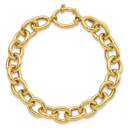 14k Polished 11mm Fancy Oval Cable Link 7.5 inch Bracelet