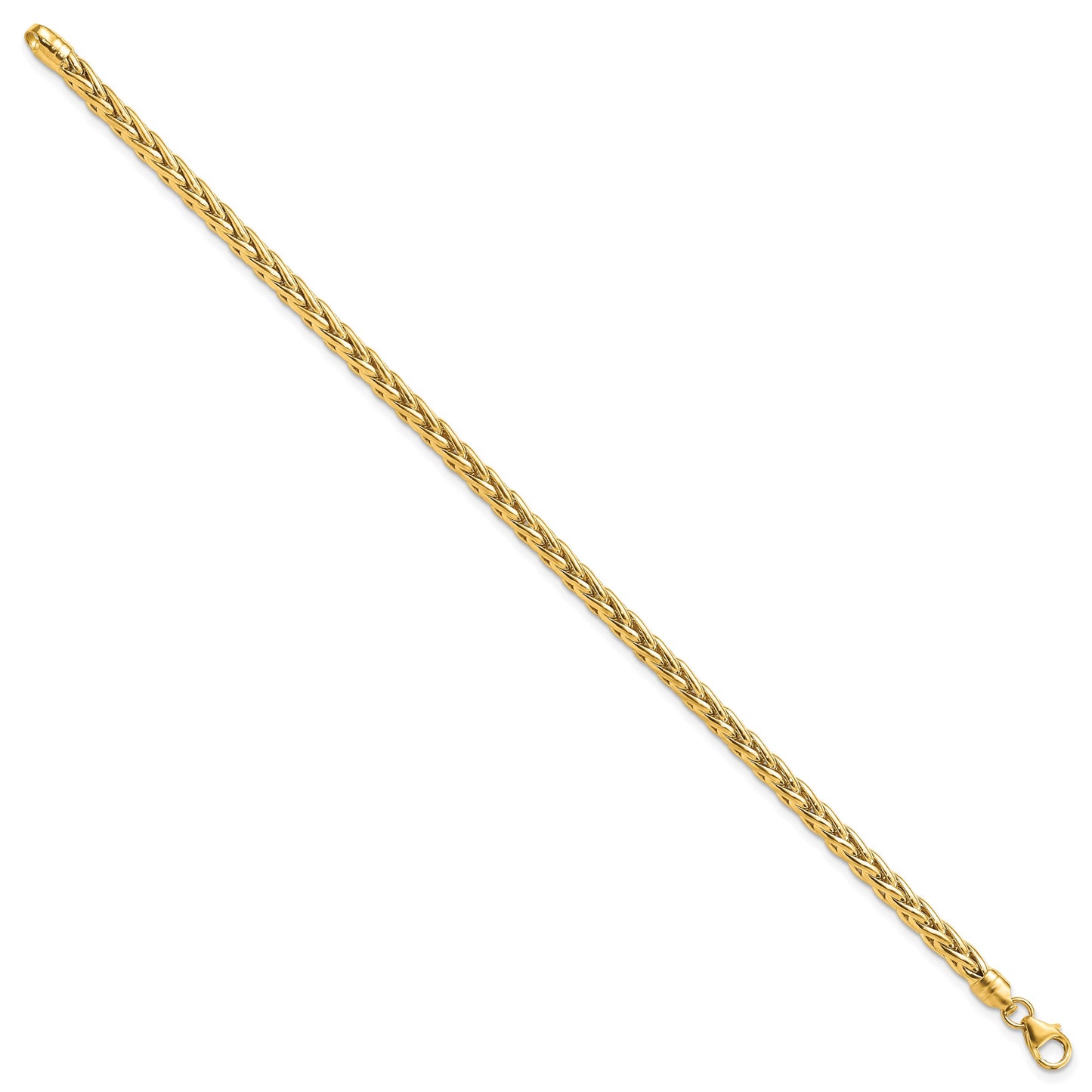 14k Polished 4mm Fancy Wheat Link 7.5 inch Bracelet
