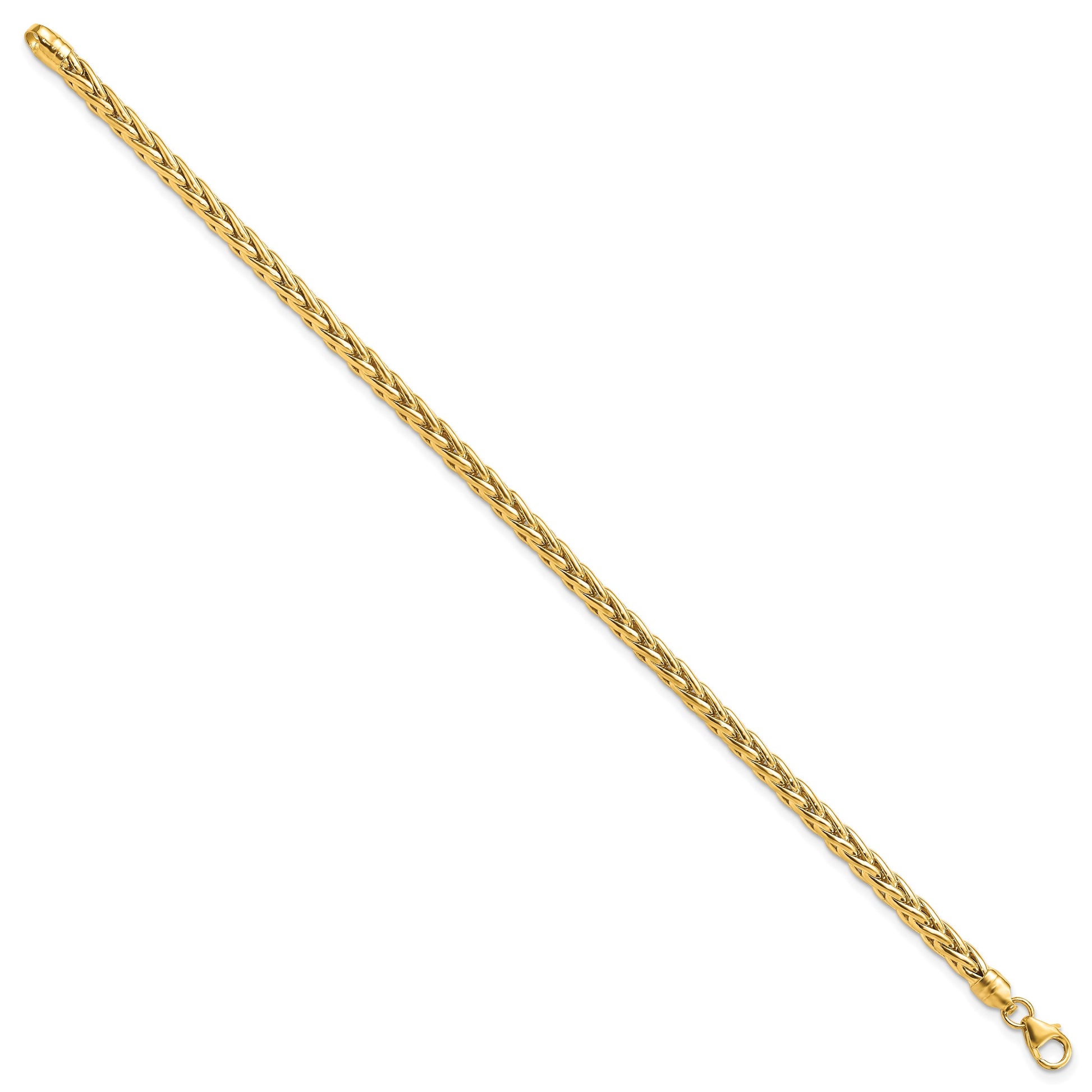 14k Polished 4mm Fancy Wheat Link 7.5 inch Bracelet