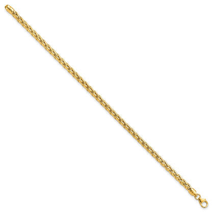 14k Polished 4mm Fancy Wheat Link 7.5 inch Bracelet