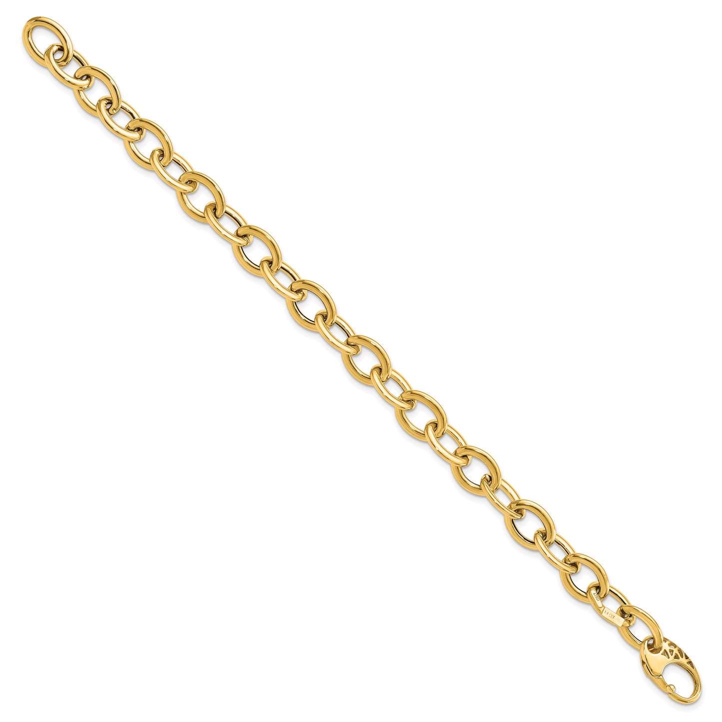 14k Polished 9.3mm Fancy Oval Link 8.5 inch Bracelet