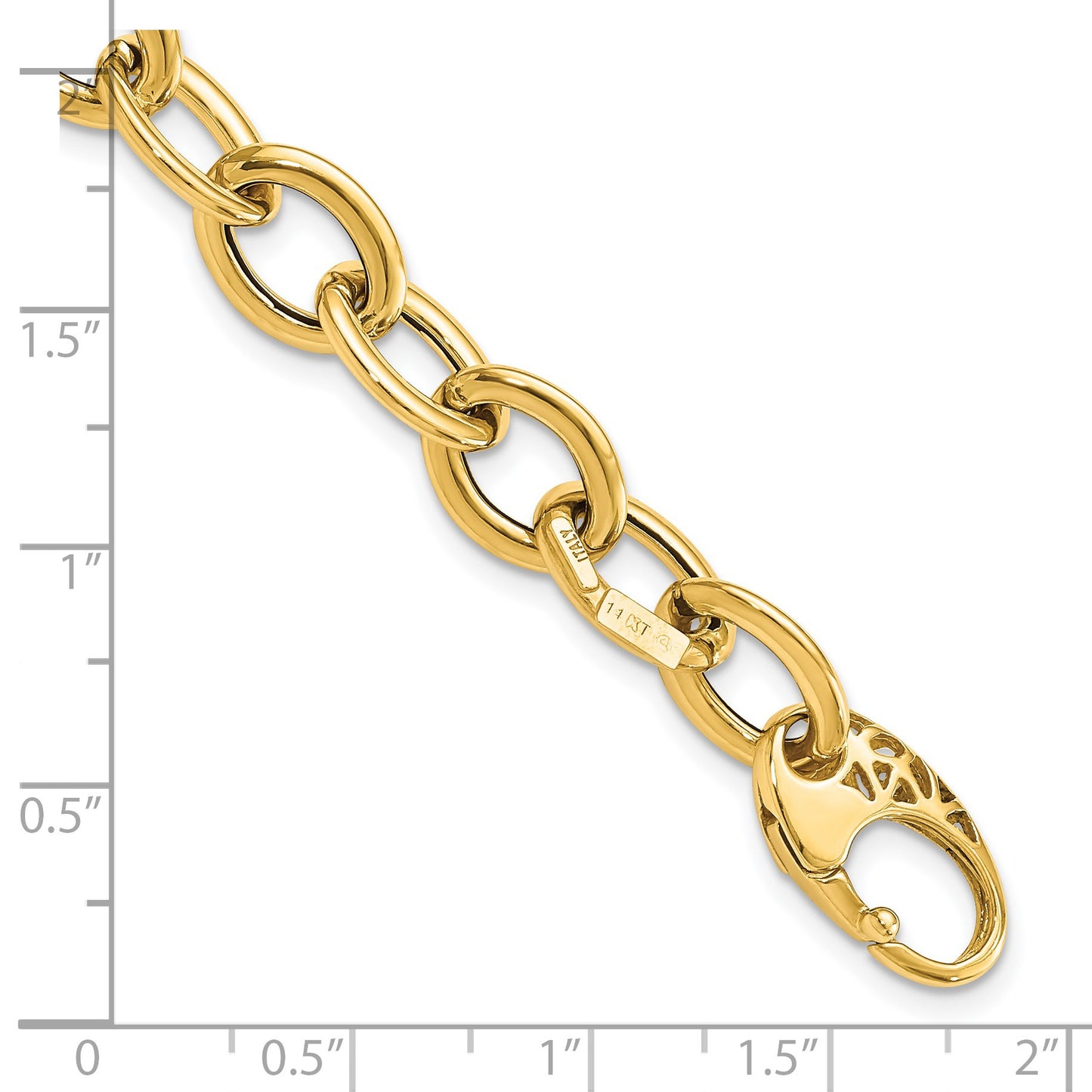 14k Polished 9.3mm Fancy Oval Link 8.5 inch Bracelet