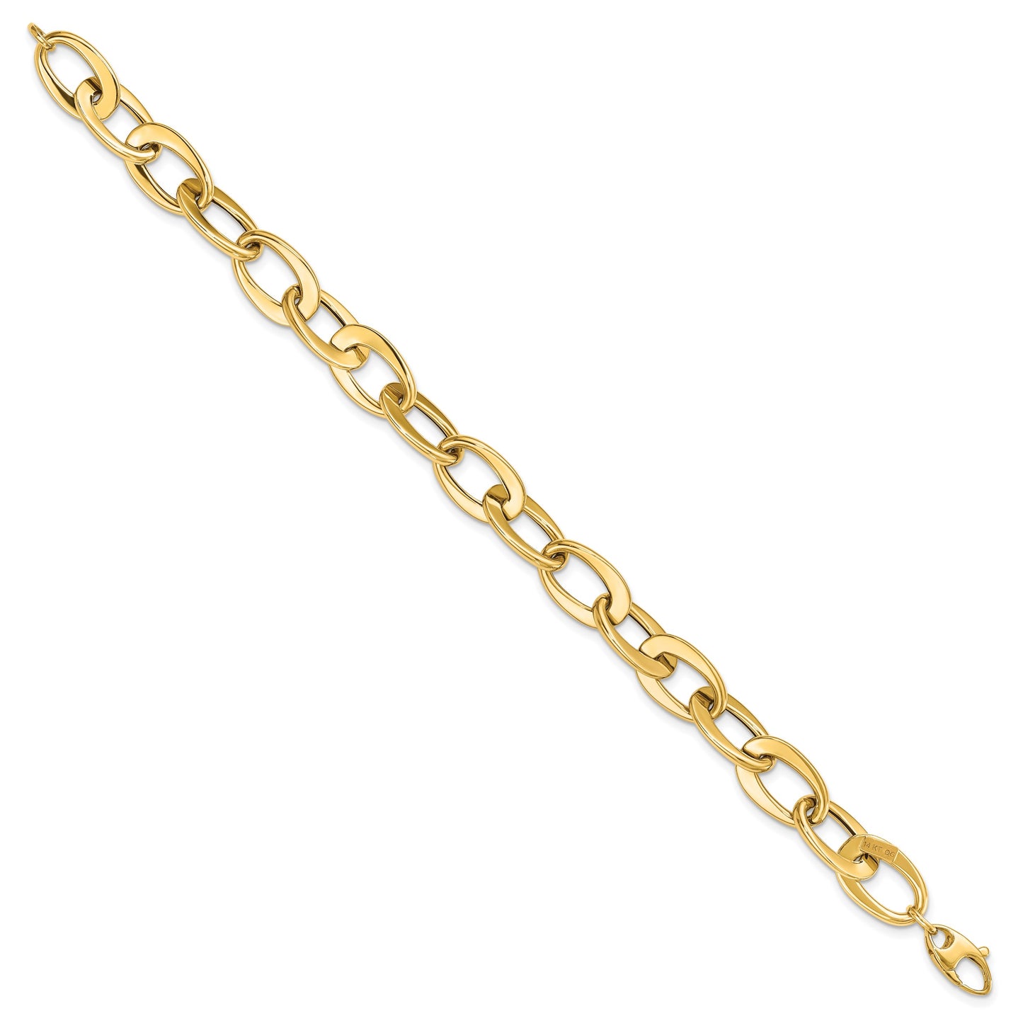 14k Polished 9.7mm Fancy Cable Link 8 inch Bracelet
