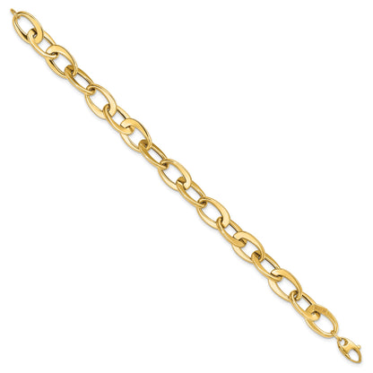 14k Polished 9.7mm Fancy Cable Link 8 inch Bracelet