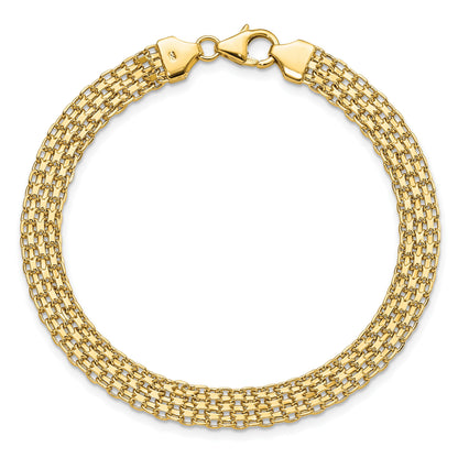 14k Polished 6.2mm Fancy Bismark Link 7.5 inch Bracelet