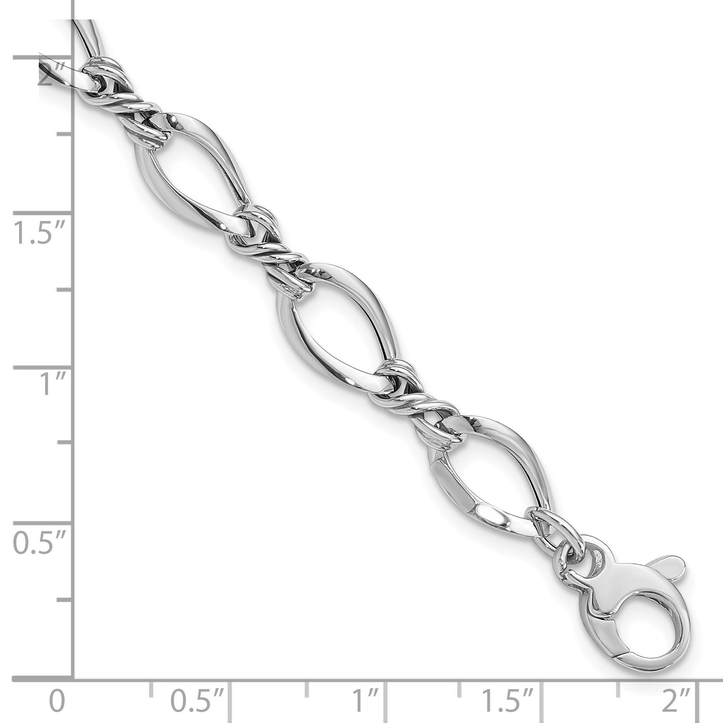 14k White Gold Polished 8.8mm Fancy Twisted Link 7.5 inch Bracelet