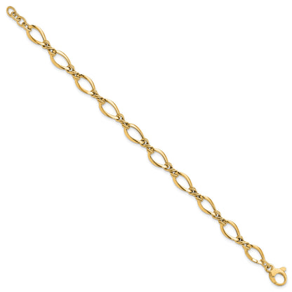 14k Polished 8.8mm Fancy Twisted Link 7.5 inch Bracelet