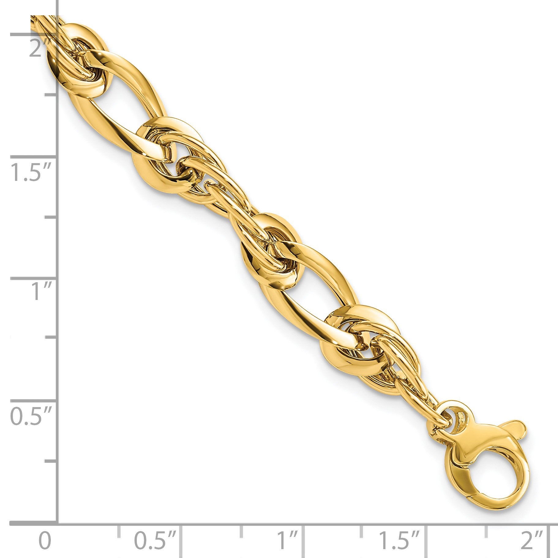 14k Polished 6.4mm Fancy Twisted Link 7 inch Bracelet