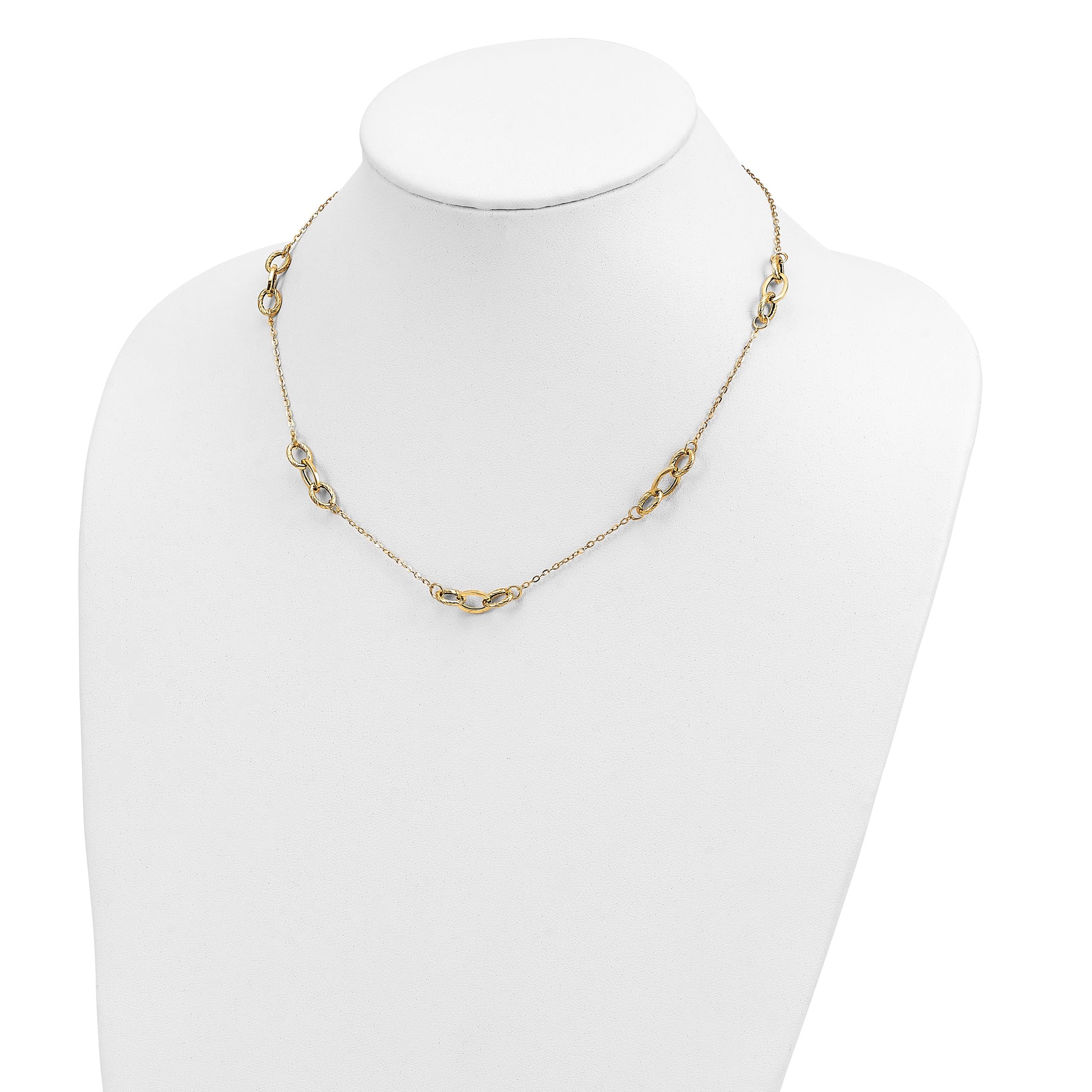 14k Polished Fancy Linked Ovals 5-Station 18 inch Necklace