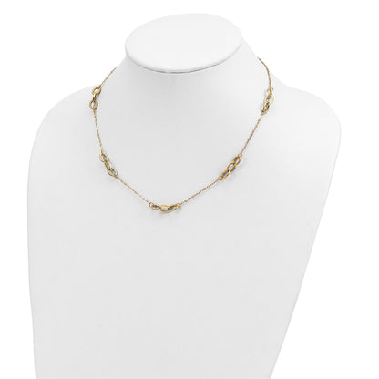 14k Polished Fancy Linked Ovals 5-Station 18 inch Necklace