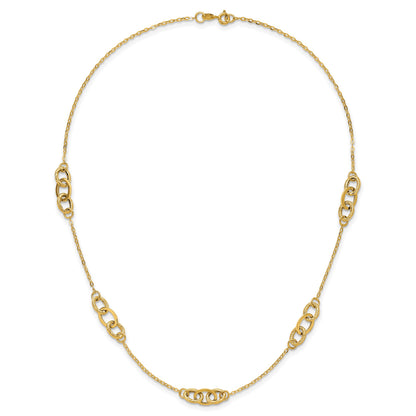 14k Polished Fancy Linked Ovals 5-Station 18 inch Necklace