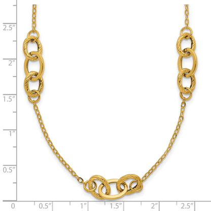 14k Polished Fancy Linked Ovals 5-Station 18 inch Necklace