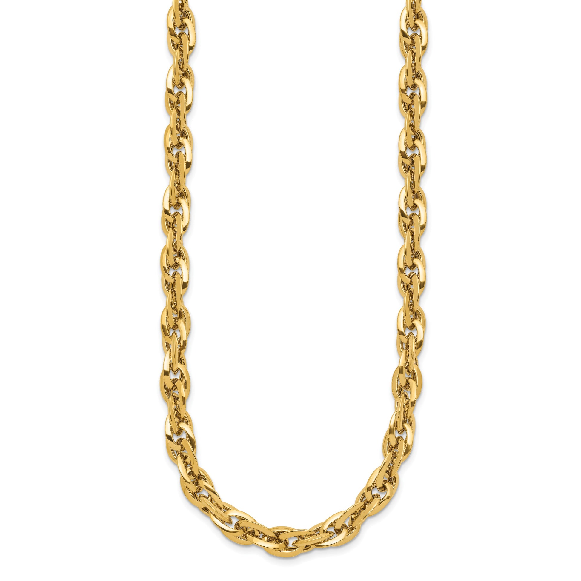14K Polished 12mm Fancy Rope Link 17.5 inch Necklace