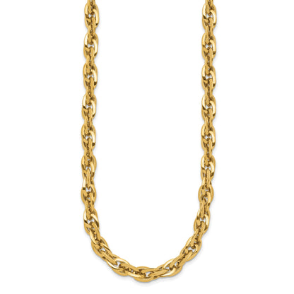 14K Polished 12mm Fancy Rope Link 17.5 inch Necklace