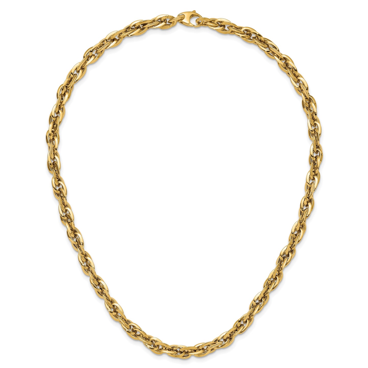 14K Polished 12mm Fancy Rope Link 17.5 inch Necklace
